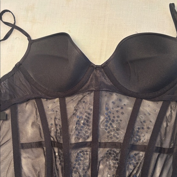Victoria's Secret Black Rhinestone Embellished Corset Sz 34C - Picture 8 of 12